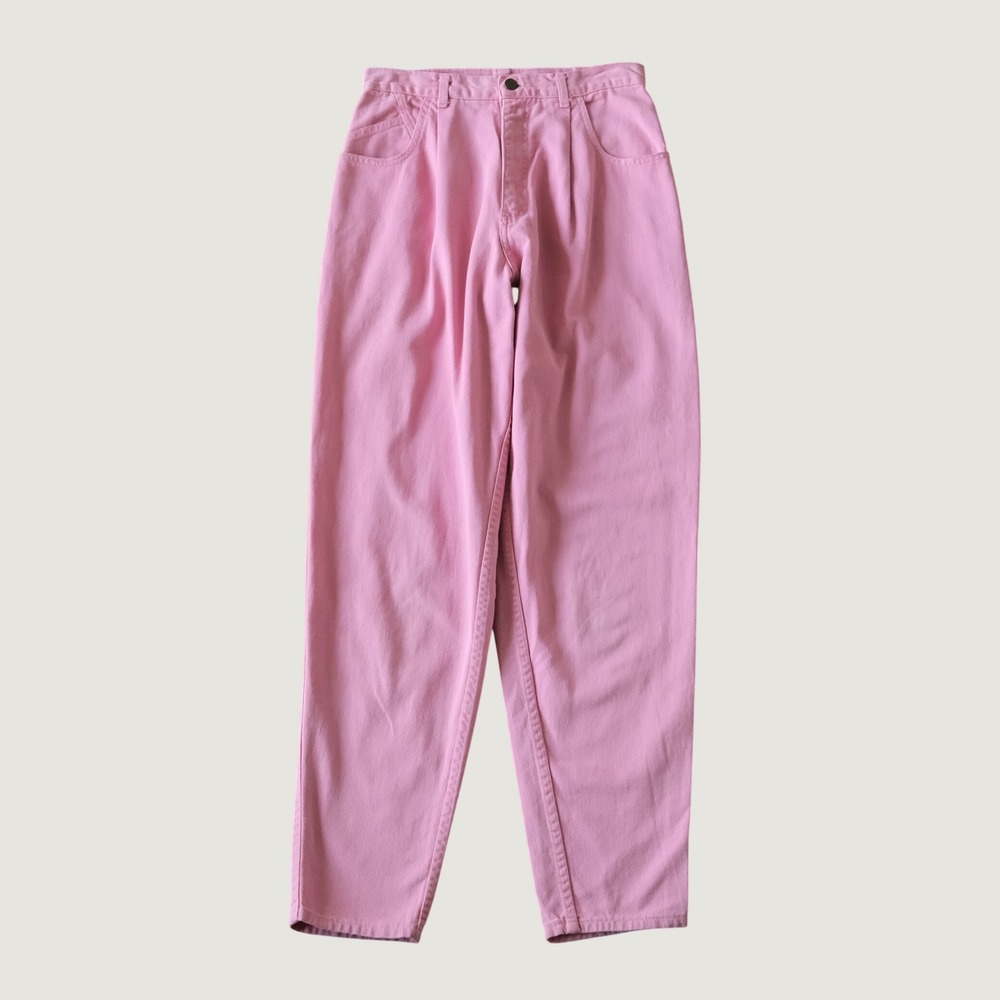 Lady Foot Locker Jeans Pink‎ Pleated High Waist Tapered 90s Vintage 26 Mom Denim